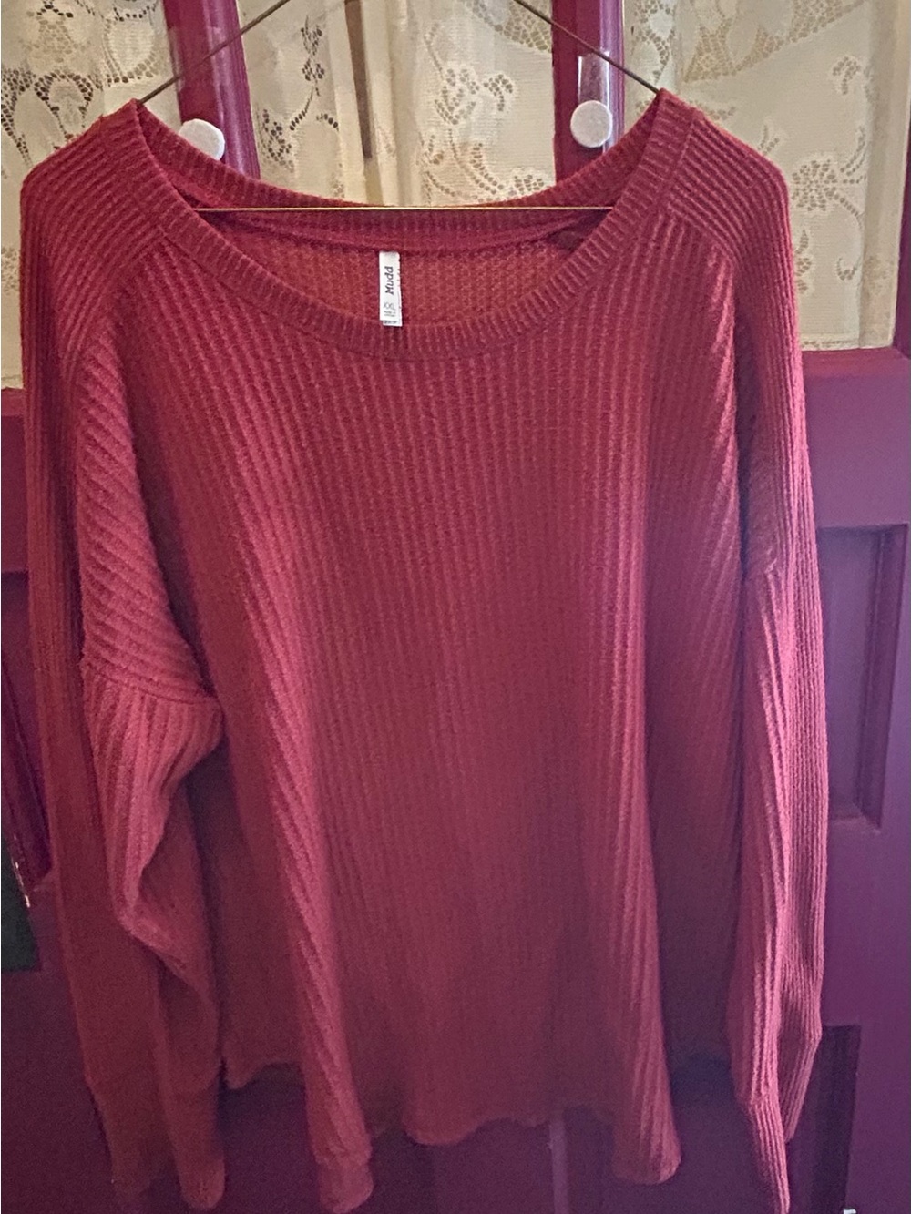 Mudd Ribbed Crewneck Sweater in Burnt Rose